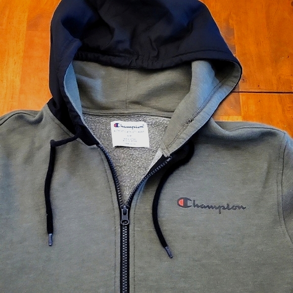 Champion Quarter Zip Hoodie/ Medium/ Olive Green & Black - Picture 2 of 5